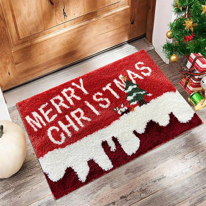 Christmas Door Mat – Santa & Gingerbread Holiday Welcome Rug for Indoor/Outdoor Home Décor