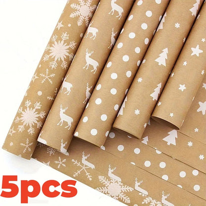 Christmas Gift Wrapping Paper Roll – Snowflake & Tree Pattern (16.9" × 590") Eco‑Friendly Holiday Packaging for Presents