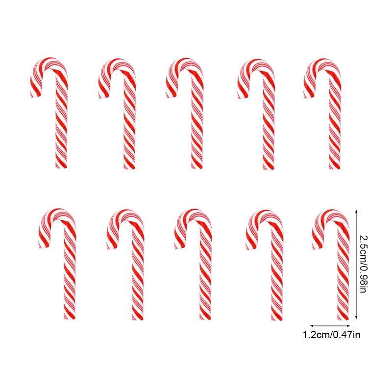 10/30/50 Mini Candy Cane Ornaments – Red & White Resin Pendants for Christmas Crafts, Tree Décor & Holiday Styling
