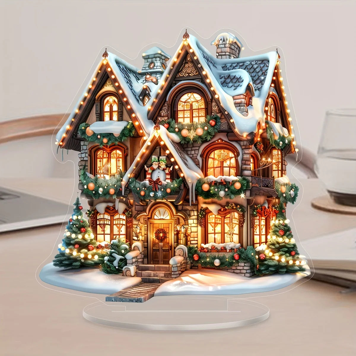 Bohemian Christmas Desktop Ornament – 2D Acrylic Festival Decoration for Bedroom & Seasonal Gifting