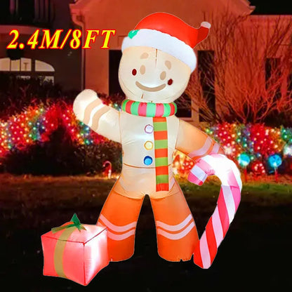 Christmas Inflatable Decoration with Built‑In LED Lights – Polyester Ornament with UK Plug for Indoor & Outdoor Holiday Displays