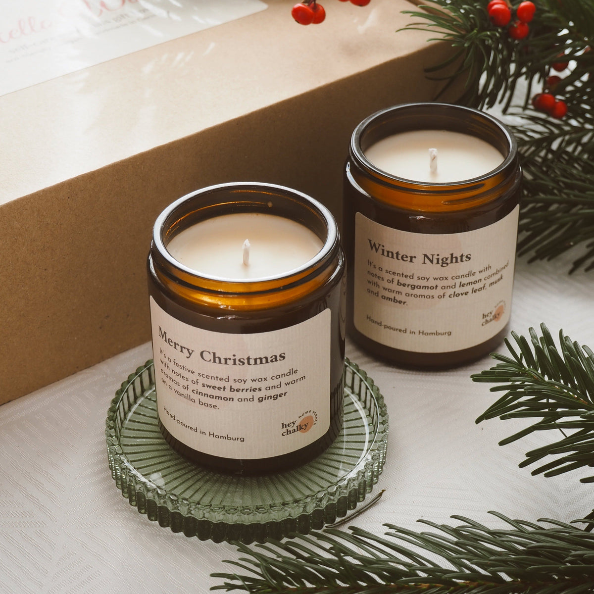 Merry Christmas Scented Candle – Festive Holiday Candle Gift Set