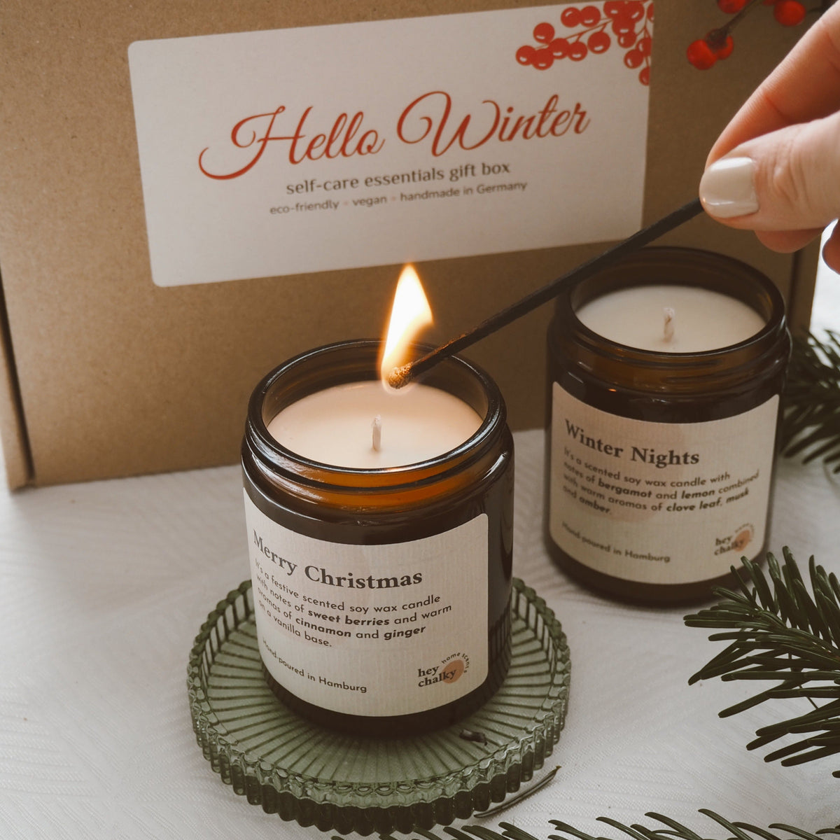 Merry Christmas Scented Candle – Festive Holiday Candle Gift Set