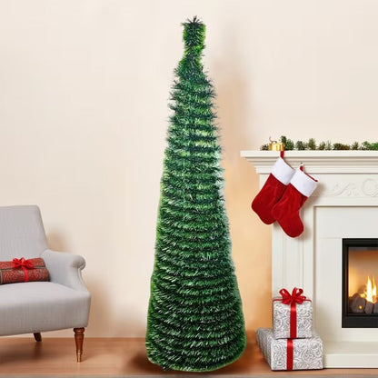 Telescopic Foldable Christmas Tree – Collapsible Holiday Décor for Small Spaces, Parties & Easy Storage