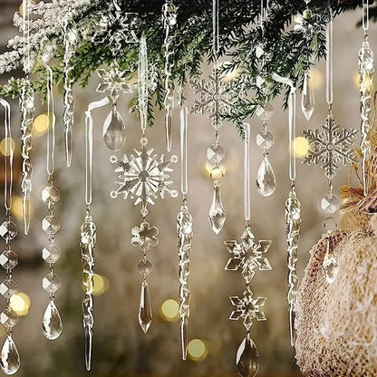 Crystal Christmas Ornament Set – Hanging Clear Acrylic Décor (20PCS)