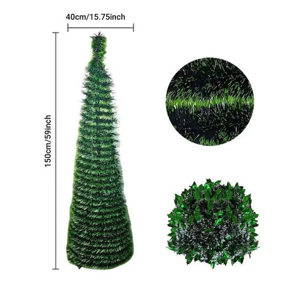 Telescopic Foldable Christmas Tree – Collapsible Holiday Décor for Small Spaces, Parties & Easy Storage
