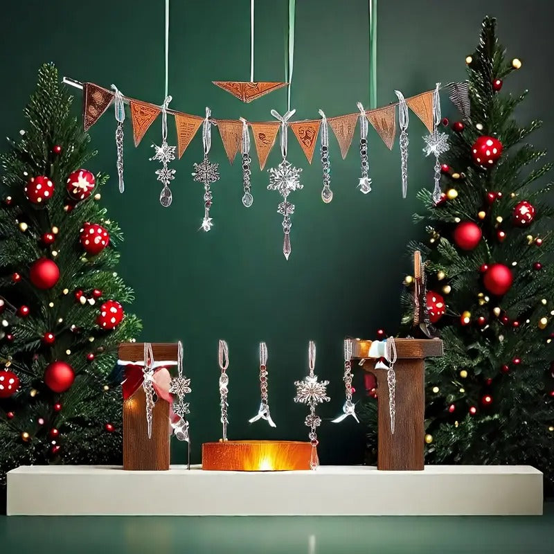 Crystal Christmas Ornament Set – Hanging Clear Acrylic Décor (20PCS)