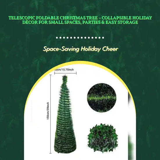 Telescopic Foldable Christmas Tree &ndash; Collapsible Holiday D&eacute;cor for Small Spaces, Parties &amp; Easy Storage by@Outfy