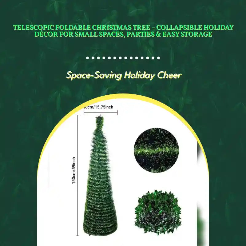 Telescopic Foldable Christmas Tree &ndash; Collapsible Holiday D&eacute;cor for Small Spaces, Parties & Easy Storage by@Outfy