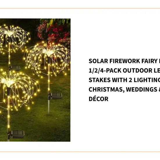 Solar Firework Fairy Lights &ndash; 1/2/4‑Pack Outdoor LED Garden Stakes with 2 Lighting Modes for Christmas, Weddings &amp; Pathway D&eacute;cor by@Outfy