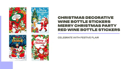 Christmas Decorative Wine Bottle Stickers Merry Christmas Party Red Wine Bottle Stickers by@Outfy