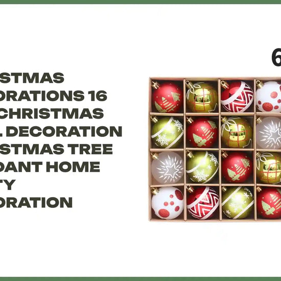 Christmas decorations 16 PCS Christmas Ball Decoration Christmas Tree Pendant Home Party Decoration by@Outfy