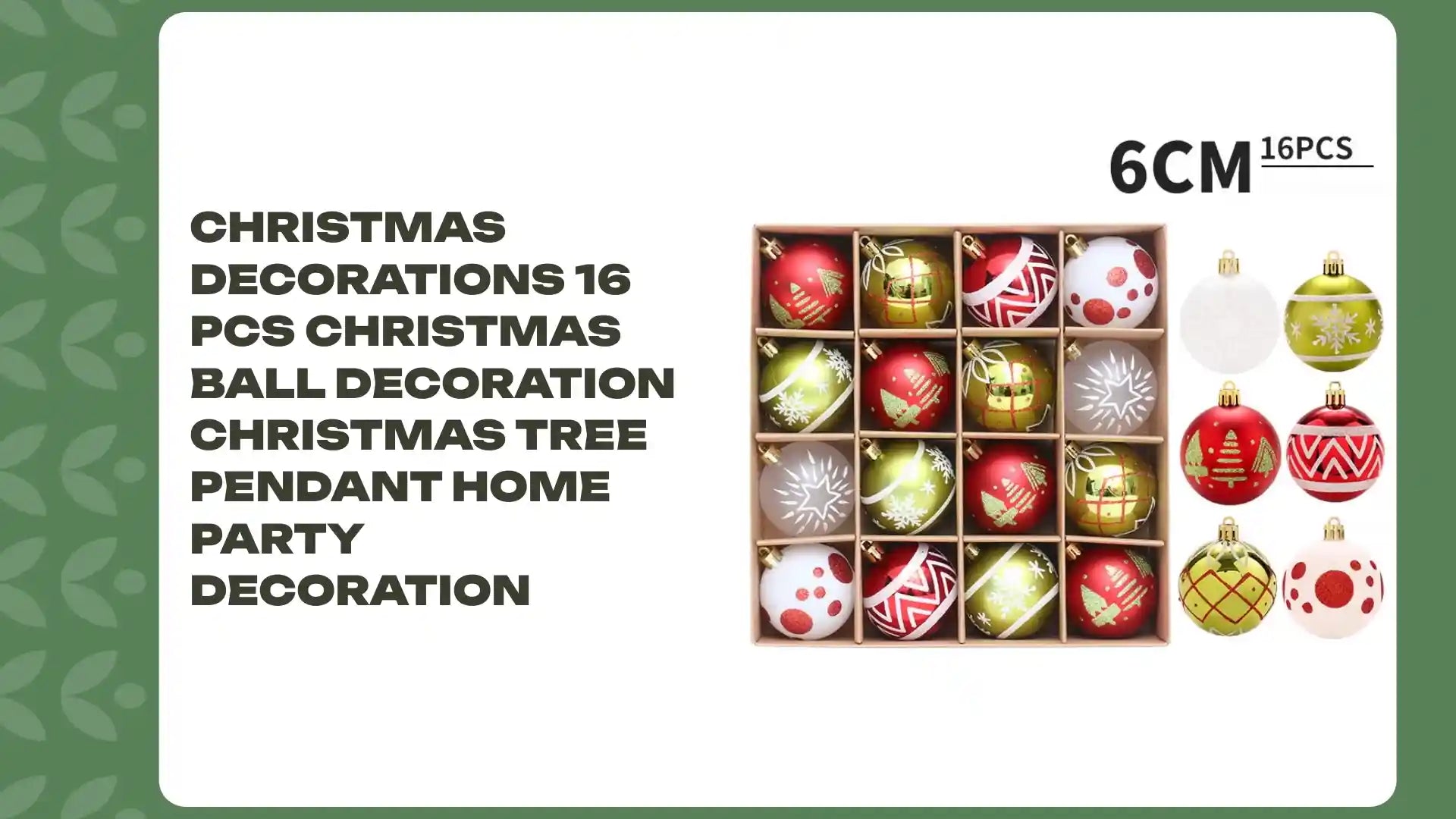 Christmas decorations 16 PCS Christmas Ball Decoration Christmas Tree Pendant Home Party Decoration by@Outfy