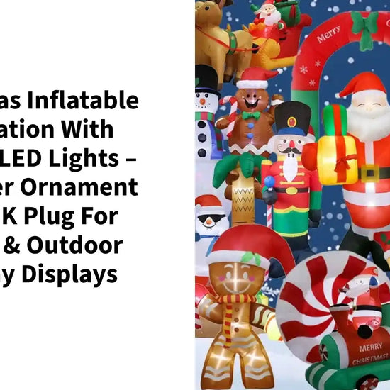 Christmas Inflatable Decoration with Built‑In LED Lights &ndash; Polyester Ornament with UK Plug for Indoor &amp; Outdoor Holiday Displays by@Outfy